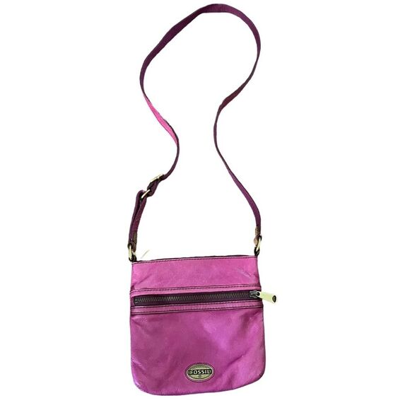 Fossil Explorer Mini Crossbody Cowhide Leather Style #: SL3253 Pink Magenta - Picture 2 of 16